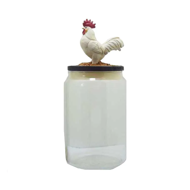 Rooster Cookie Jar Safe Transparent Resin Jar Convenient Cover Pet Food Can