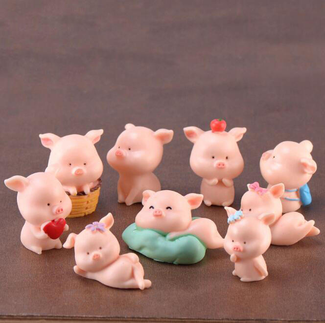 Pig Family Miniatures Fairy Garden Decoration Resin Craft Figure