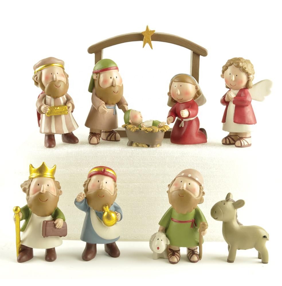 In stock Polyresin nativity manger figurines set wholesale product