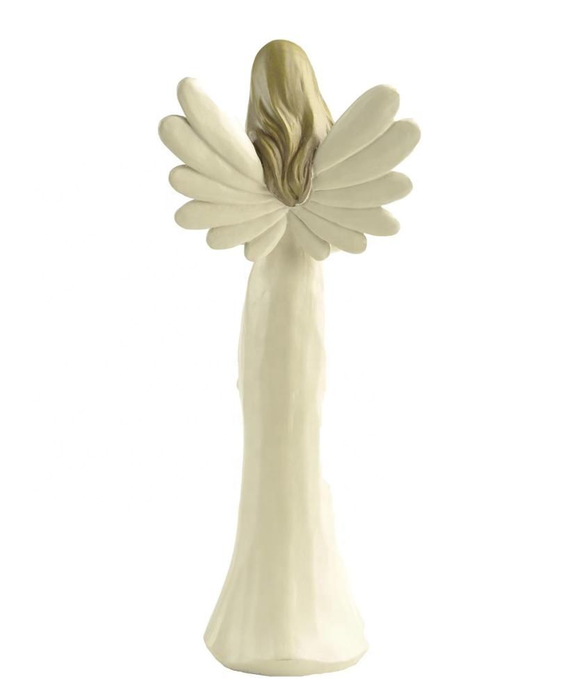 Supply from Stock Polyresin Wood-carved Angel Mom w/ Daughter Figurine