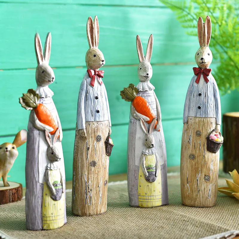 Wholesale Easter Rabbits Resin Animal Figurines Decoration