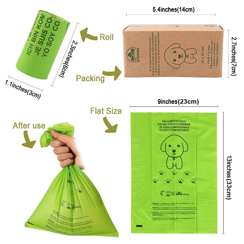 Corn Starch Wholesale Custom Printed Private Label Compostable Pet Dog Waste Bag Biodegradable Dog Poop Bag