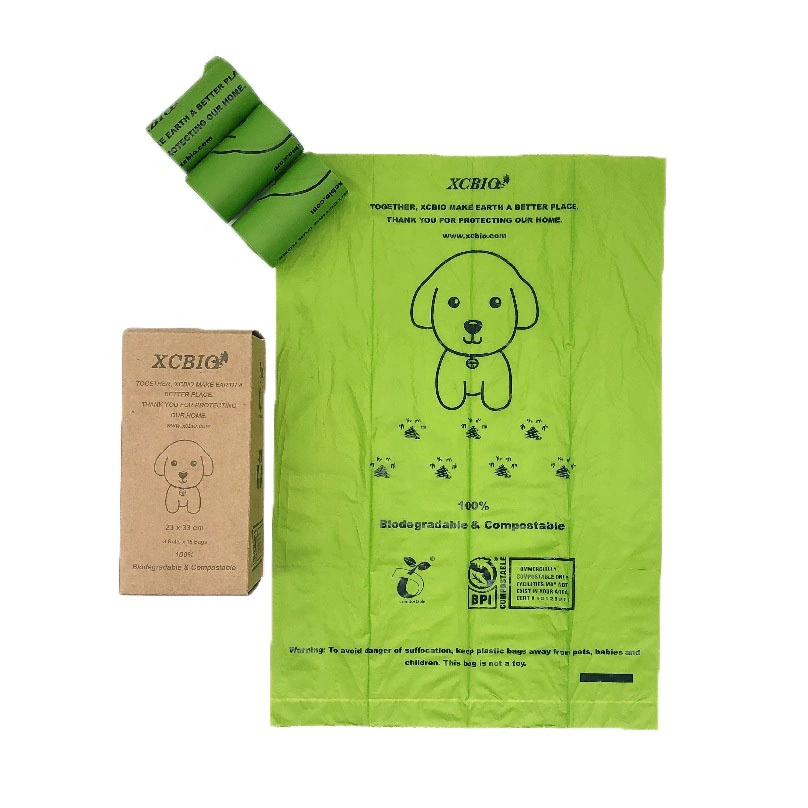 23*33cm biodegradable pet dog waste bag dog pet poop trash bag with dispenser on stock