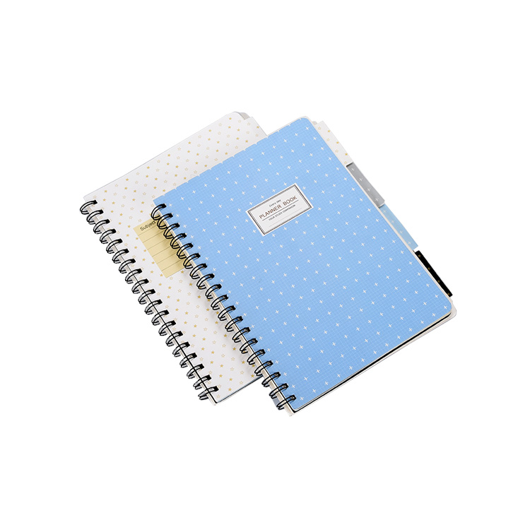 Wholesale Planner Notebook Sky Blue White Dot Cheap Bulk Custom Spiral Notebooks with Label