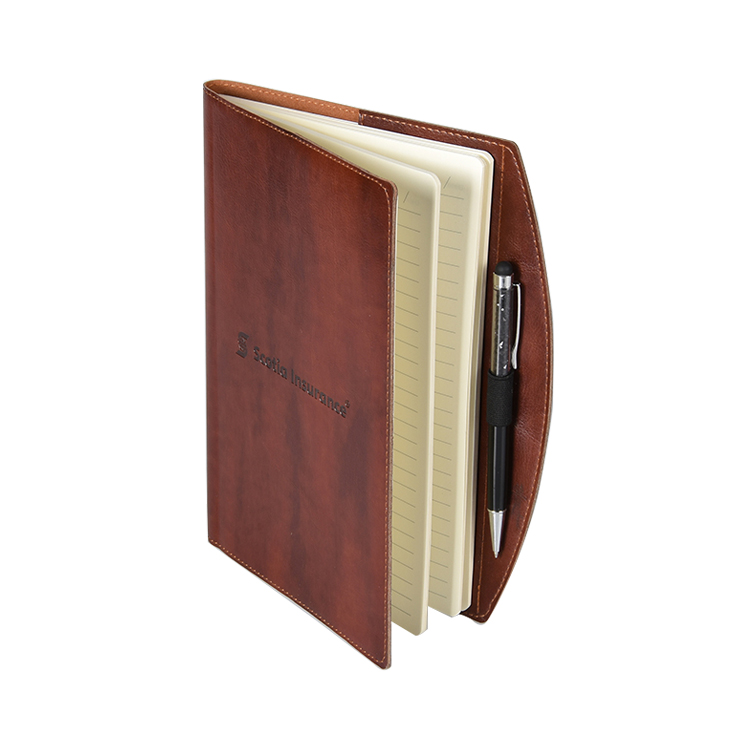 Custom Embossed LogoPU Leather Notebook With Pen Holder For Business