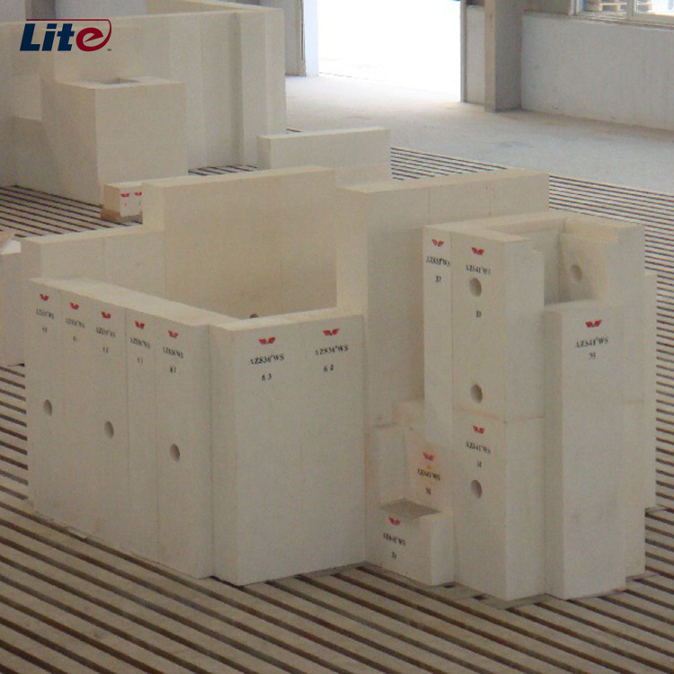 Manufacture Glass bottle furnace used fused cast refractory azs brick for glass smelting furnace