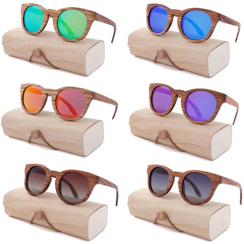 EUGENIA best quality customized lens color bamboo sunglasses with case