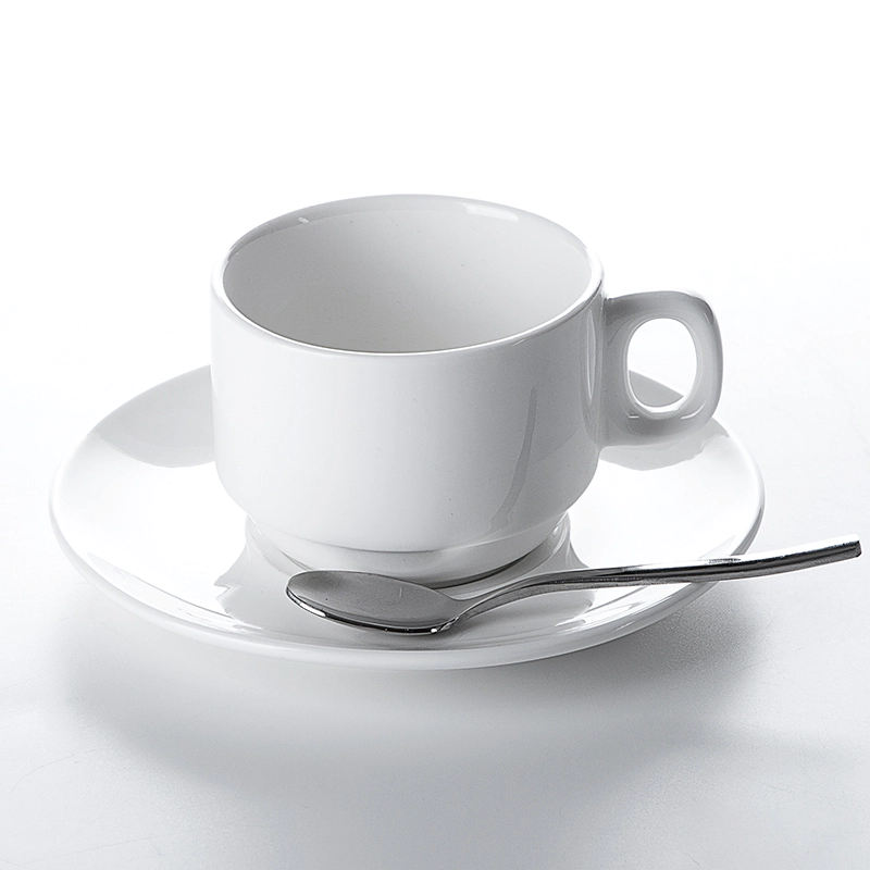 2019 Hot Sale Restaurant Cafe Bar Tea Cup Sets, Reusable Coffee Cup,Porcelain Ceramic White Coffee Cup