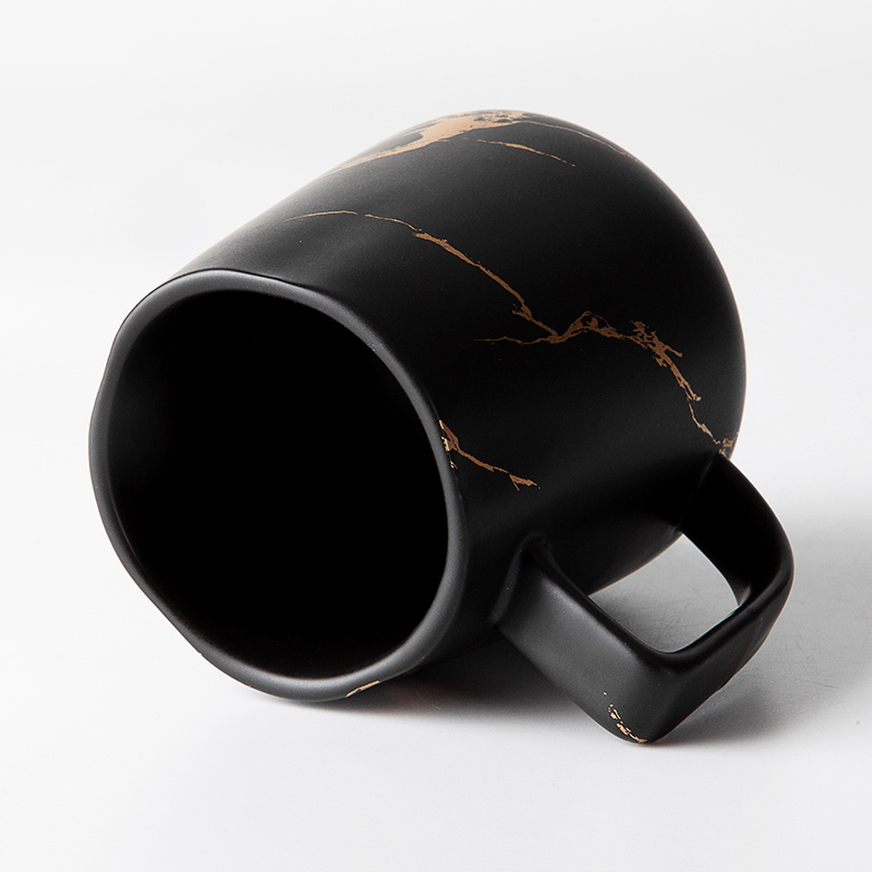 Black Gold 400ml Custom Coffee Mug Restaurant Cafe Wholesale Porcelain Mugs