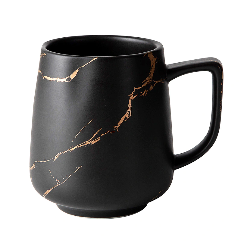 Coffee Shop Black 400ml Porcelain Mug Gold Design Cafe Restaurant Ceramic Mug