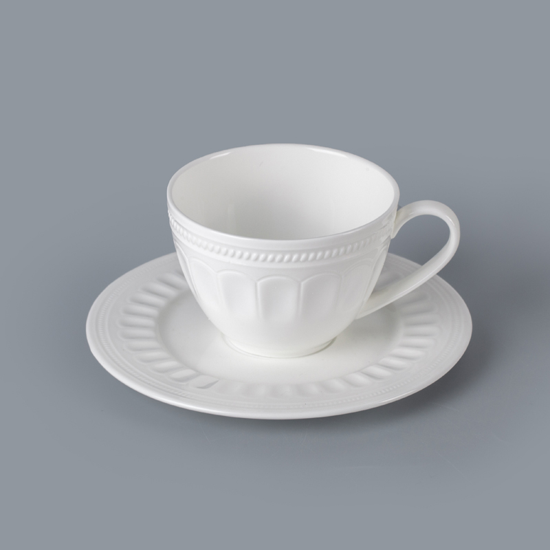 microwave and dishwasher safe durable coffee cup tableware white porcelain coffee cup with saucer for hotel cafe