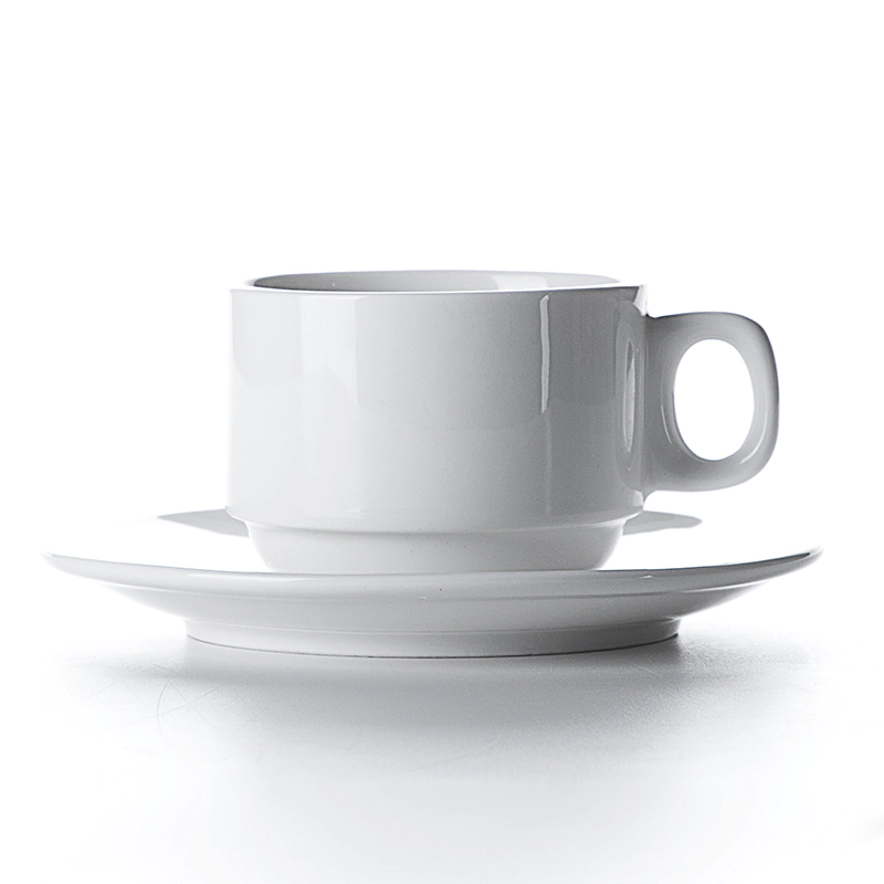 150-200ml Hot Sale Restaurant CeramicTea Cup And Saucer, Wholesale Cup With Plate, Cafe Bar White Espresso Cup