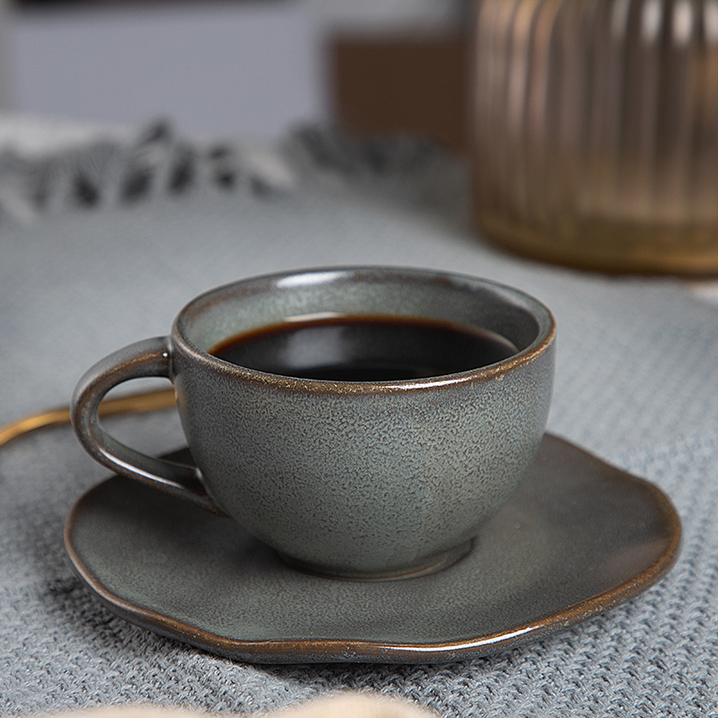 Hot Sale Rustic 8oz Cappuccino Ceramic Coffee Cup, Brown Grey Color ...