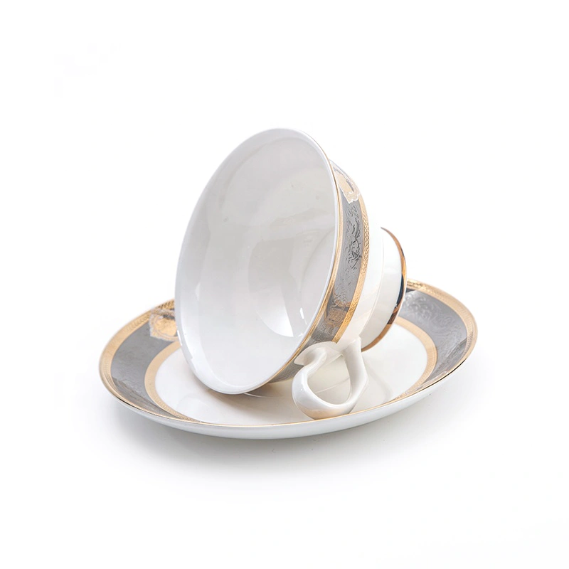 Dubai Bone China Embossed TablewareCoffee Tea Cup With Saucer, Restaurant Hotel Supplies Tea Cup And Saucer For Hotel*