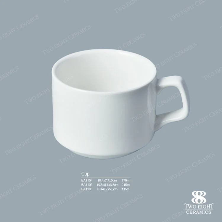 Hot Sale China Porcelain White Coffee Cup And Saucer, Catering Tableware Plain White Stackable Cups, Porcelain Cups China^