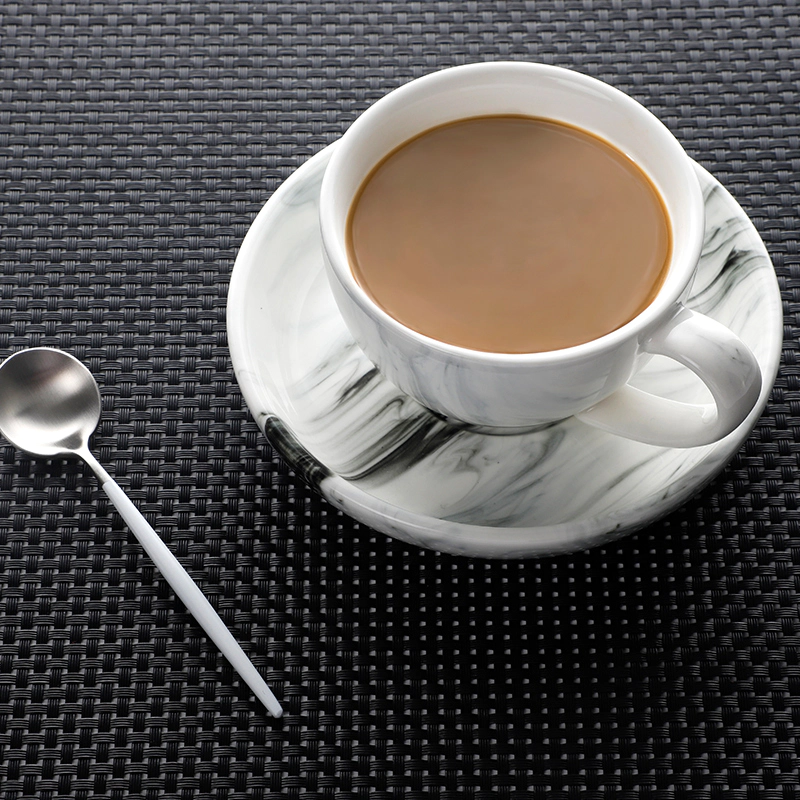Restaurant Hotel Porcelain Coffee Cup With Saucer, Amazon Hote Sale Marble Ceramic Coffee Cup