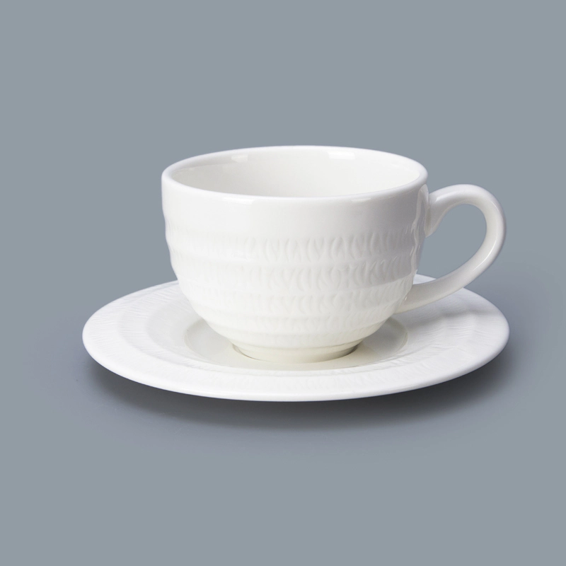 Wholesale Restaurant Ceramic Coffee Cups For Cafe, Coffee Tea White Cappuccino Cups Saucer Porcelain