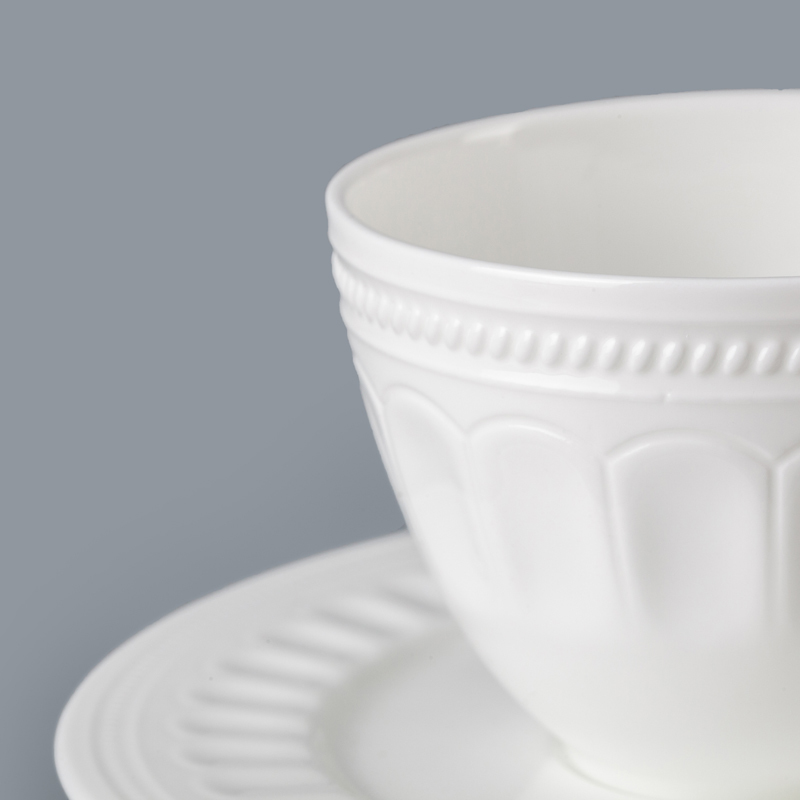 microwave and dishwasher safe durable coffee cup tableware white porcelain coffee cup with saucer for hotel cafe