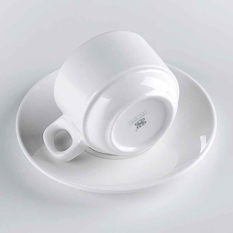 100ml / 200ml Cappuccino Coffee Cup And Saucer, Wholesale White Restaurant Dishes Ceramic Cup For Coffee Shop^