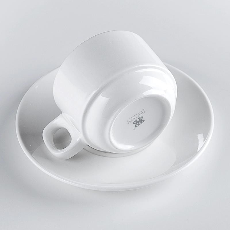 100ml / 200ml Cappuccino Coffee Cup And Saucer, Wholesale White Restaurant Dishes Ceramic Cup For Coffee Shop^