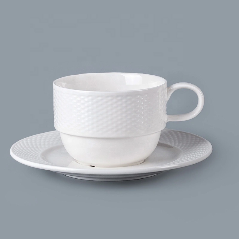 China Tableware White 100ml Porcelain Cup With Saucer, Restaurant Quality Tableware White Porcelain Coffee Cup&