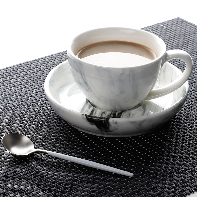 Restaurant Hotel Porcelain Coffee Cup With Saucer, Amazon Hote Sale Marble Ceramic Coffee Cup