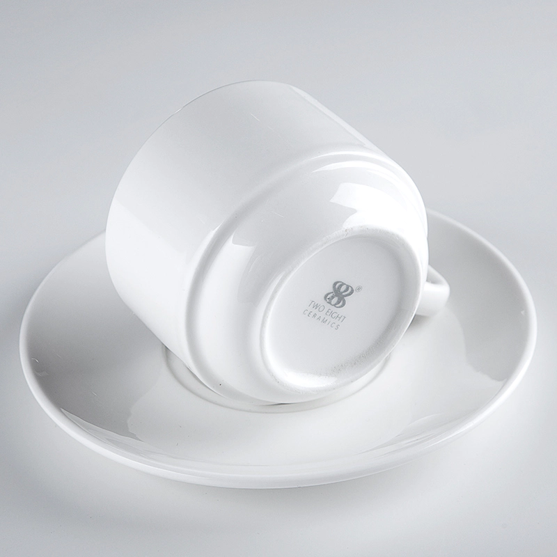 2019 Hot Sale Restaurant Cafe Bar Tea Cup Sets, Reusable Coffee Cup,Porcelain Ceramic White Coffee Cup