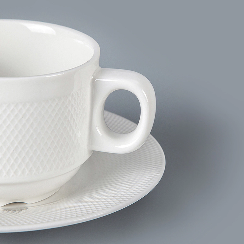 Wholesale White Ceramic cups sets Stackable Espresso Cups,Small Cups Porcelain China, Coffee Cups and Saucer For Cafe