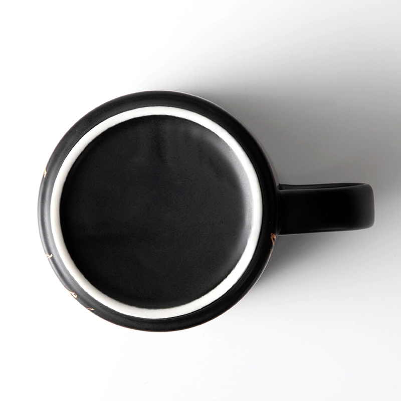 400ml 450ml Restaurant Hotel Cafe Use Black Gold Cafe Cup Mugs And Saucer, Black Coffee Mugs Custom Logo