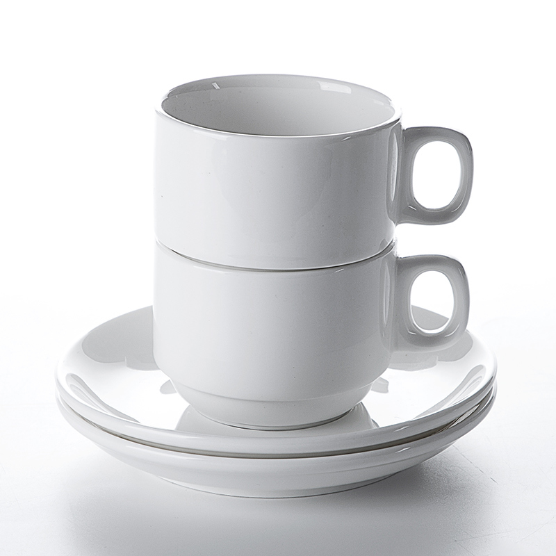 Hospitality Real Estate White Stackable Porcelain Coffee Cup, Coffee Cup Ceramic Porcelain,Cup Plate%
