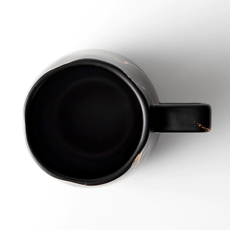 Coffee Shop Black 400ml Porcelain Mug Gold Design Cafe Restaurant Ceramic Mug