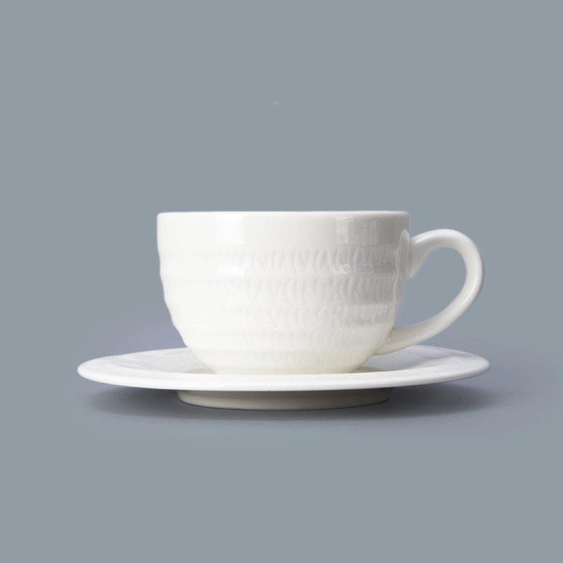 Wholesale Restaurant Ceramic Coffee Cups For Cafe, Coffee Tea White Cappuccino Cups Saucer Porcelain