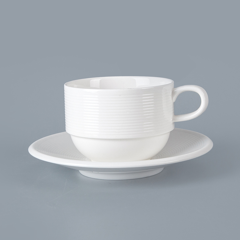 update & streamline stack coffee cup tableware porcelain stack coffee cup with handle for cafe hotel restaurant