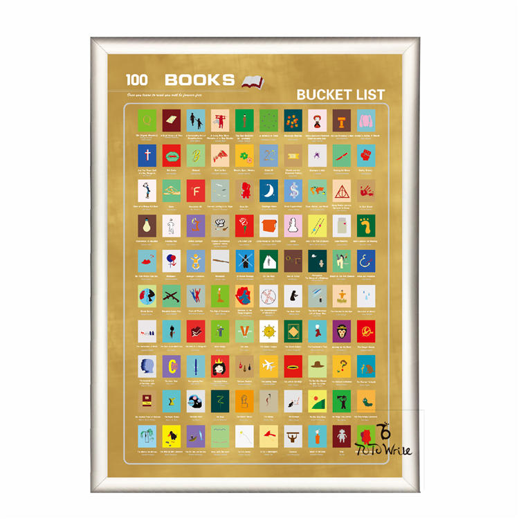 product-Dezheng-Black Scratch Off Poster 100 Book Bucket List With Frame-img-2