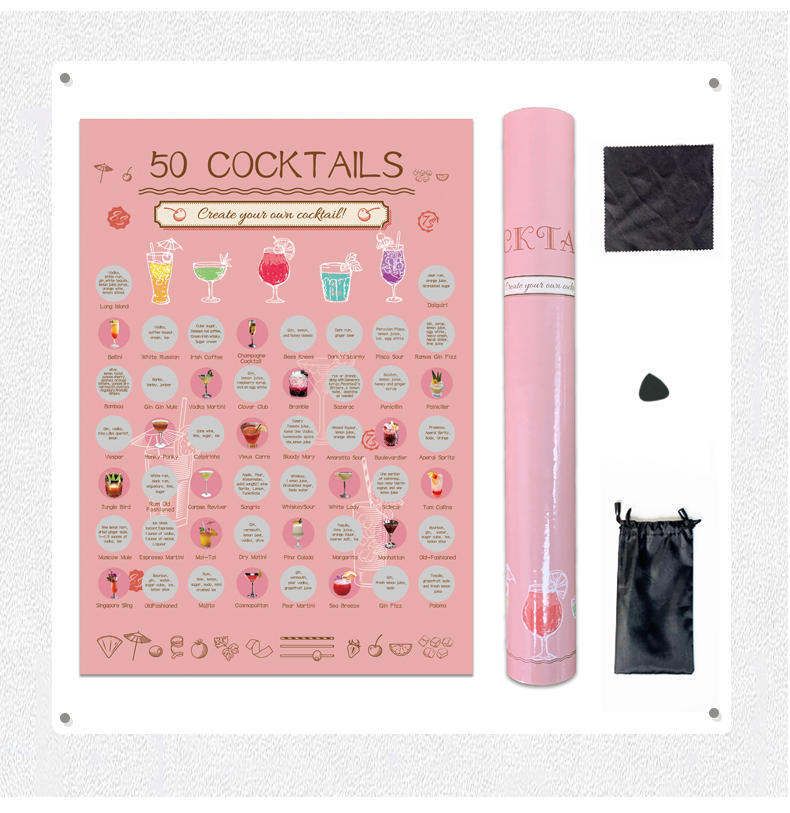 product-Create Your Own Cocktail Custom Bucket List 50 Cocktails Scratch Off Poster-Dezheng-img-2