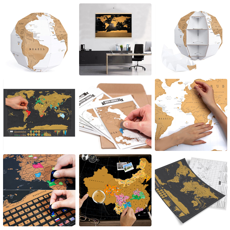 Deluxe Travel Edition Scratch Off World Map Poster Personalized