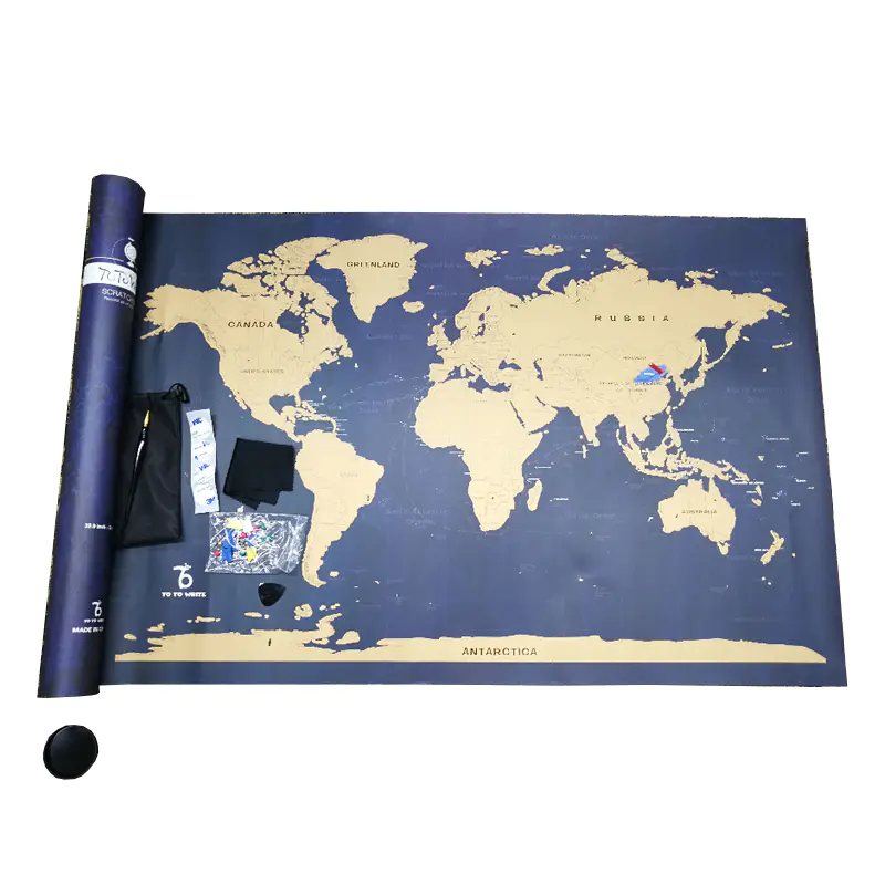 Amazon Hot Selling Deluxe Edition Scratch Off World Map Poster