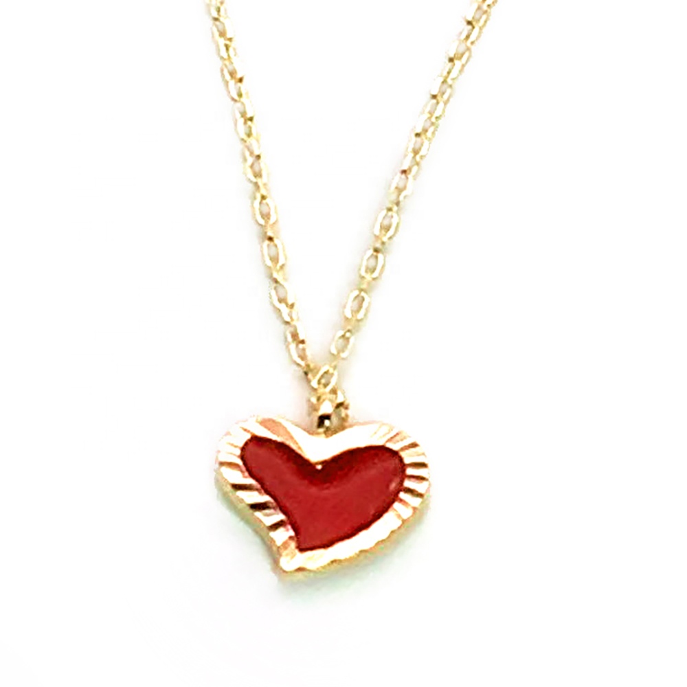 Exquisite Engraved Heart Design Silver Pure Gold 24K Necklace