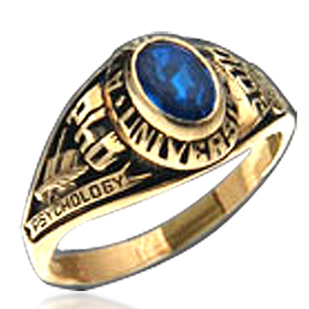 Fashion Student Personalized Gold Graduation Ring Custom Design