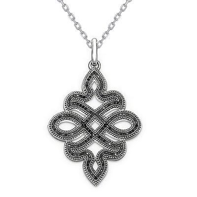 High End Celtic Knot Jewelry Black CZ White Gold Plating Necklace