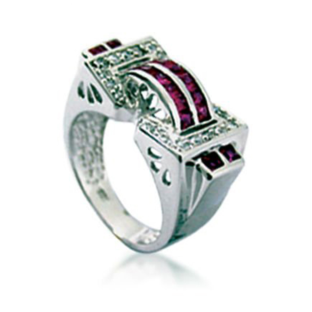 Luxurious Purple Bridge Silver Gold Lion Of Judah Ring