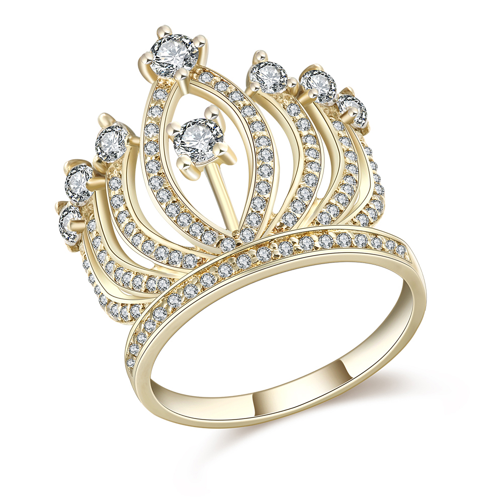 Wholesale custom aaa cz 18k gold plating crown ring