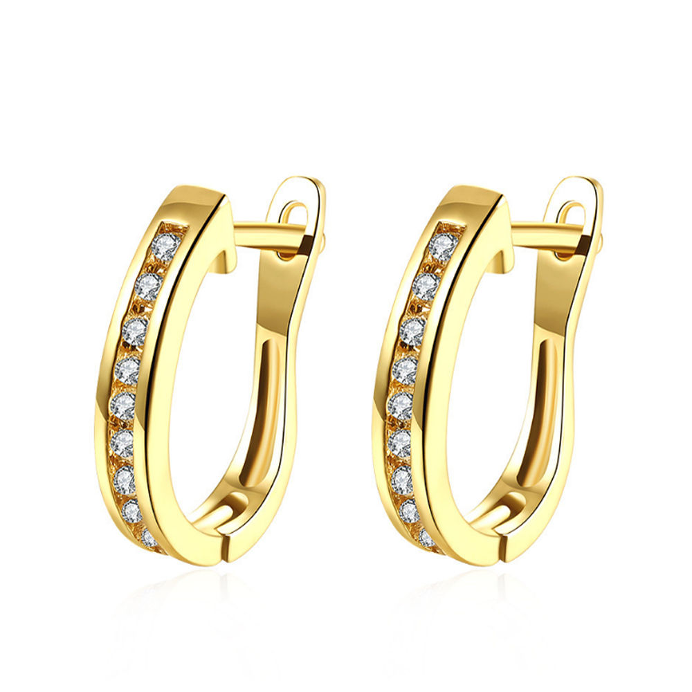 High end gold plated silver hoop earrings women