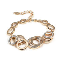 Fashion CZ Multi Circle Chain Design New Gold Bracelet Models