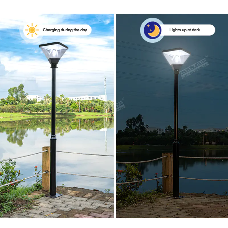 ALLTOP High Performance Outdoor Ip65 Pole Area Lighting Stand Alone Pack Garden 20w Solar Powered Led Post Top Light