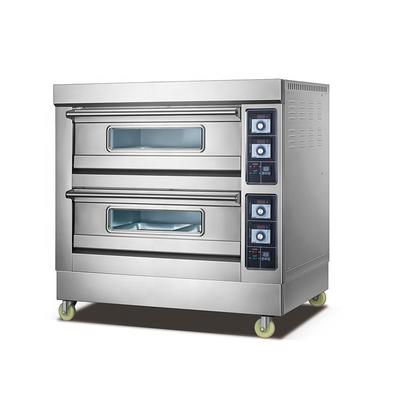 Stainless Steel Double Deck Digital Thermostat Pizza Gas Bread Baking Ovens Commercial