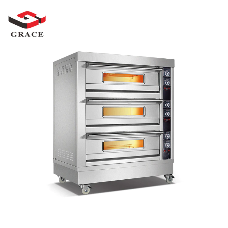 Hotel Commercial Baking Equipment Stainless Steel 3 Deck 6 Trays Big Bread Baking Oven for Sale