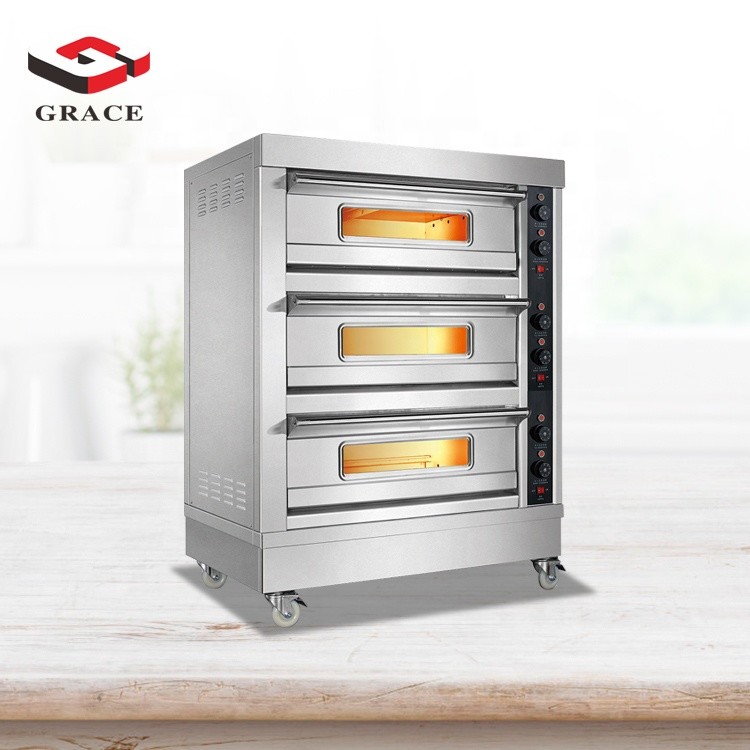 Grace Kitchen Multifunction Commercial Equipments Bakery Machines Gas Baking Oven Stainless Steel Baking Pizza Ovens