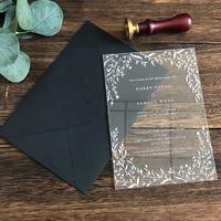 Vitalucks Elegant Rectangle Clear Acrylic Invitation Wedding With Envelope