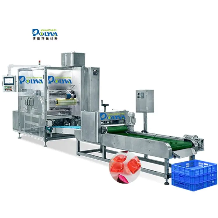 Polyva machine electrical water soluble film detergent pods capsules filling packing packaging machine